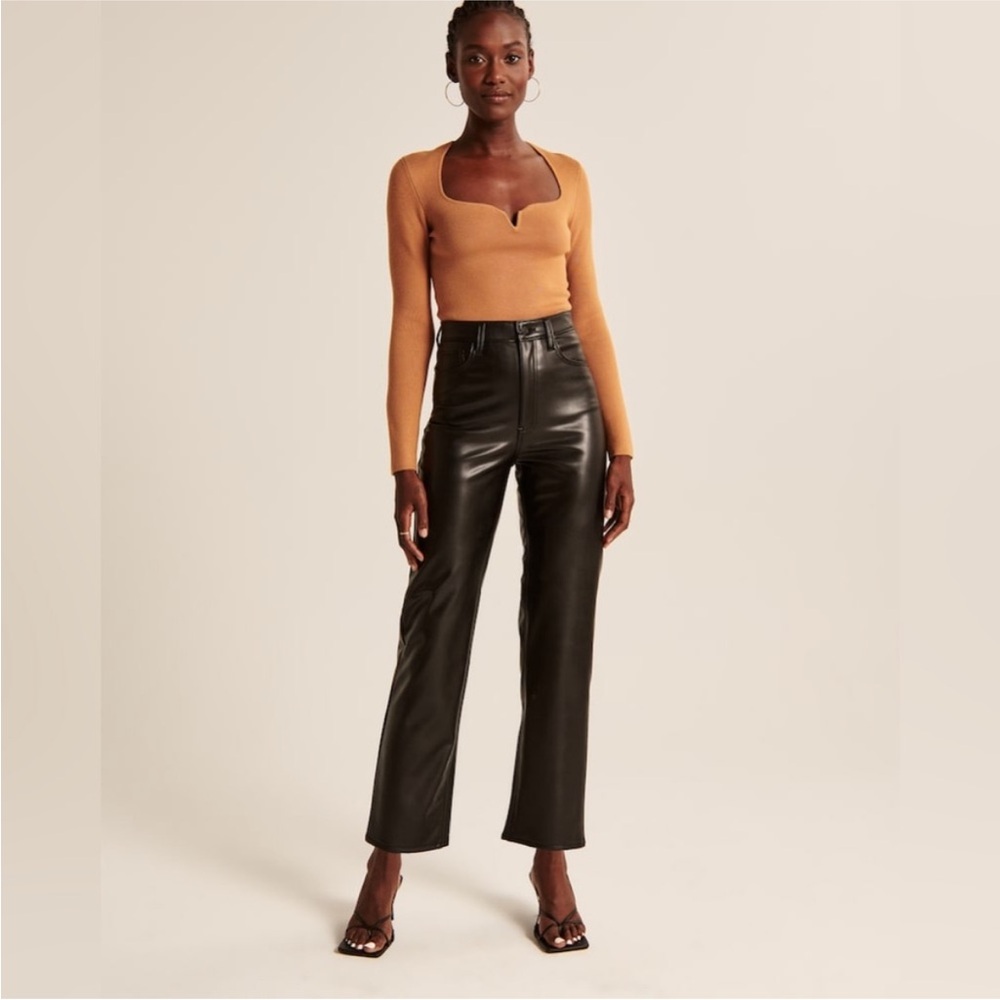 NWT Abercrombie & Fitch Vegan Leather Ankle Straight Pants
